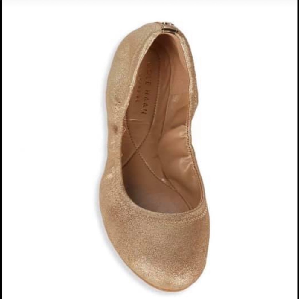Cole Haan ZeroGrand Ballet II Flat Gold Shimmer